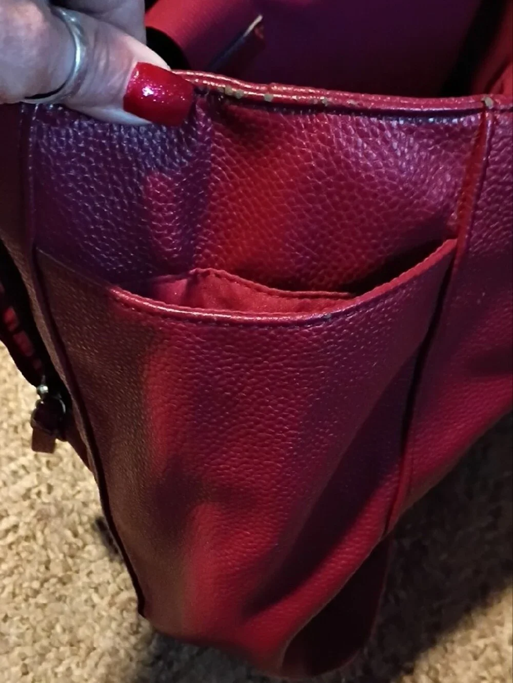 Liz Claiborne Red Pebbled Leather Tote